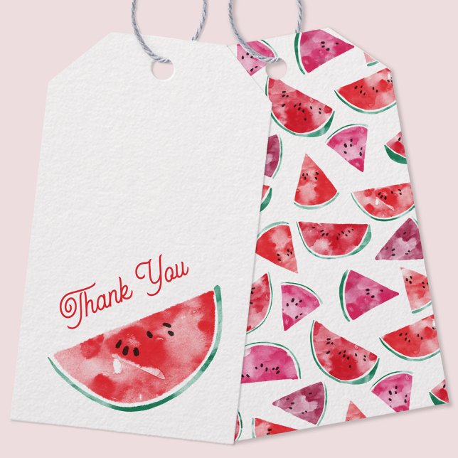 Watermelon Tack Presentetikett (Watercolor watermelon themed gift or party favor tag)