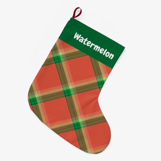 Watermelon Tartan-julklapp Stor Julstrumpa (Framsidan (Hängande))