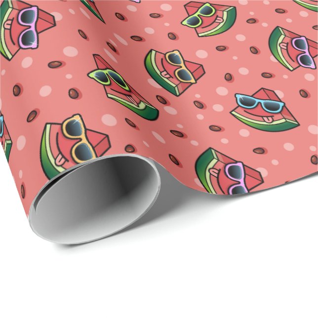 Watermelon Tecknad Mönster Wrapping Papper Presentpapper (Rullad Hörn)