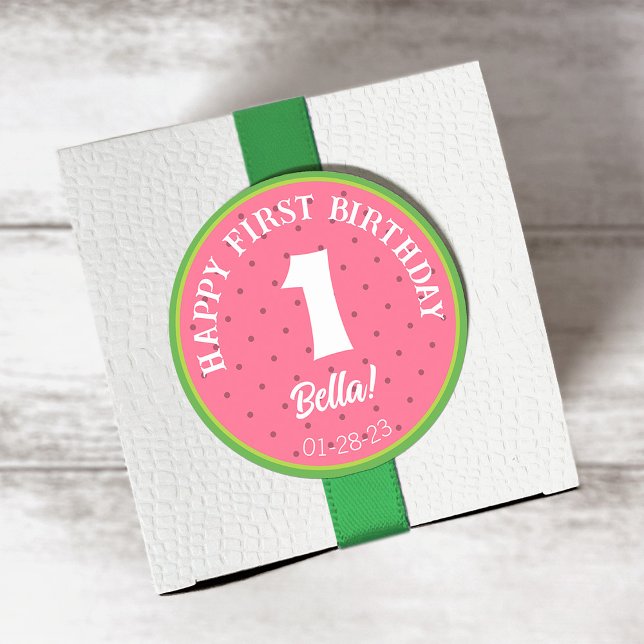 Watermelon Theme Birthday Sticker Runt Klistermärke (Skapare uppladdad)