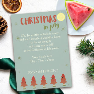 Watermelon Trees Christmas In July Party Invite Inbjudningar