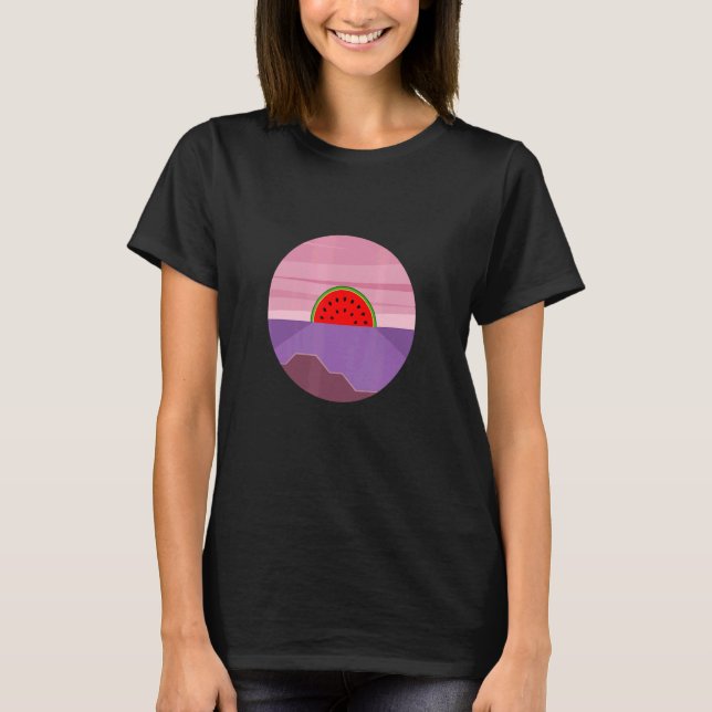 Watermelon Vaporwave Sunset Summer Vibe T Shirt (Framsida)