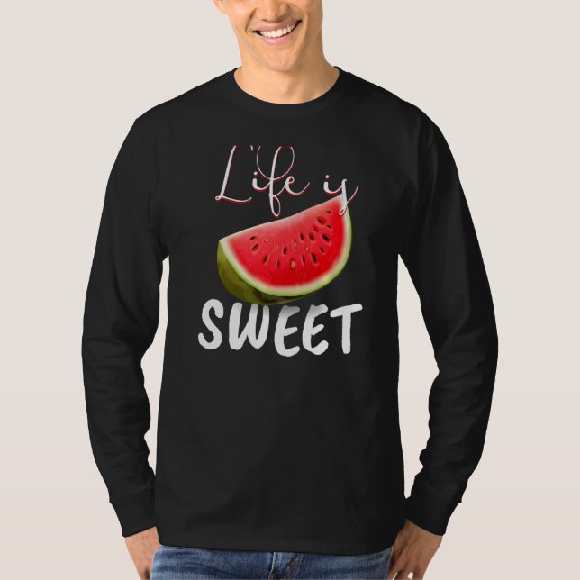 Watermelon Vegan I Life är sött i trädgårdens natu T Shirt (Framsida)