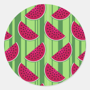 Watermelon Wedges Mönster Runt Klistermärke