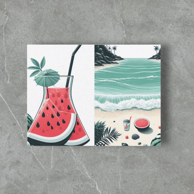 Watermelon White Minimalist Beach Tropical Summer Helg Vykort (Skapare uppladdad)