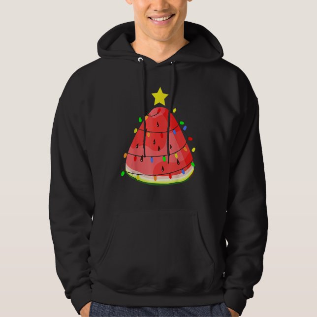 Watermelon Xmas Tree Beach Summer Christmas in Jul Hoodie (Framsida)