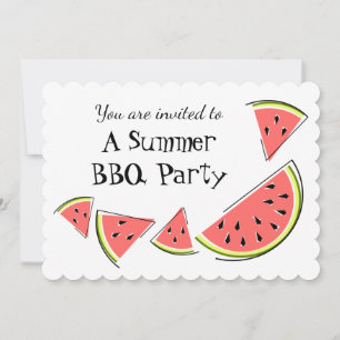 Watermelonbitar sommar BBQ-inbjudan horisontell Inbjudningar