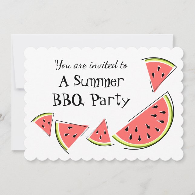 Watermelonbitar sommar BBQ-inbjudan horisontell Inbjudningar (Framsida)