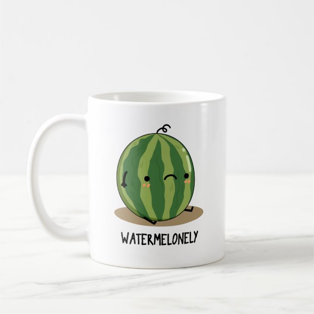 Watermelonely Funny Watermelon Fruit Pun Kaffemugg (Vänster)