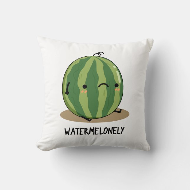 Watermelonely Funny Watermelon Fruit Pun Kudde (Framsida)