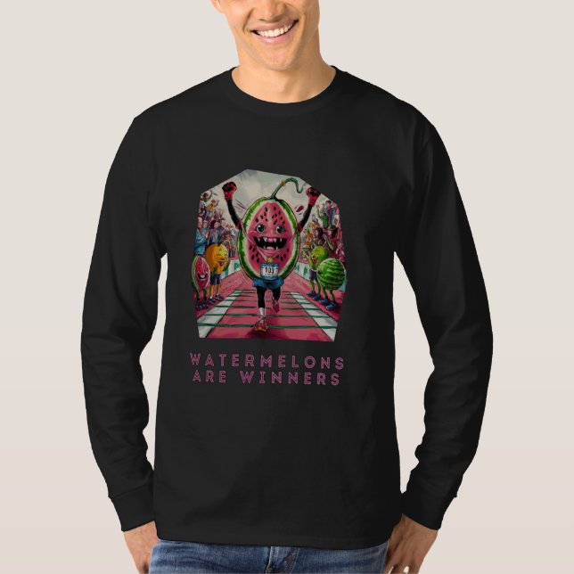 Watermelons Are Winners Watermelon Cartoon Runner  T Shirt (Framsida)