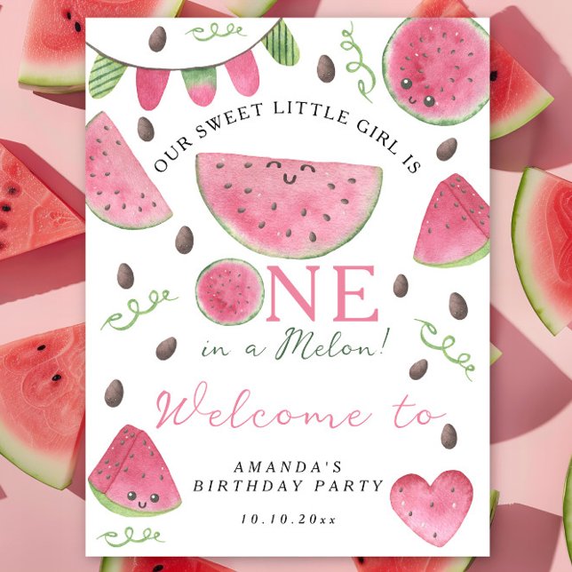 Watermelons välkommen 1:a födelsedag Party Poster (Skapare uppladdad)