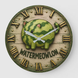 Watermeowlon Funny Cat Watermelon Cute Pun Cat Art Stor Klocka