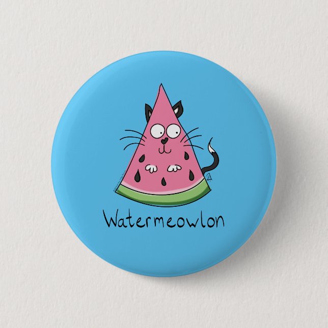 Watermeowlon Watermelon Cat Funny Button Pin Knapp (Framsida)