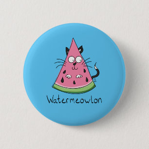 Watermeowlon Watermelon Cat Funny Button Pin Knapp