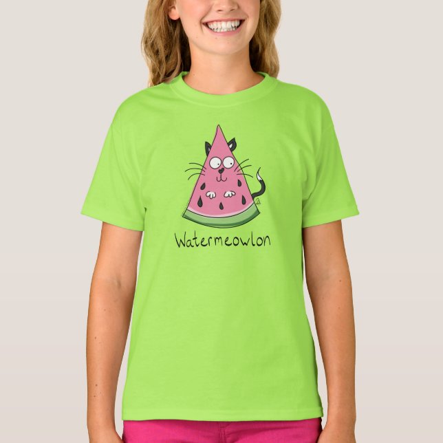 Watermeowlon Watermelon Cat Funny Flicks T-shirt (Framsida)