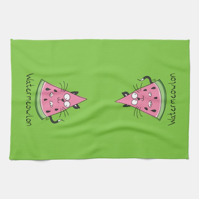 Watermeowlon Watermelon Cat Funny Kitchen Towel Kökshandduk (Horisontell)