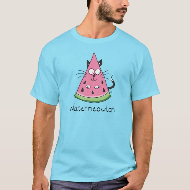 Watermeowlon Watermelon Cat Funny Manar T-shirt (Framsida)