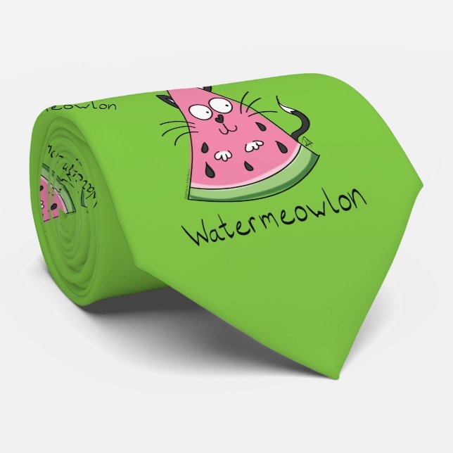 Watermeowlon Watermelon Cat Funny Manar Tie Slips (Rullad)