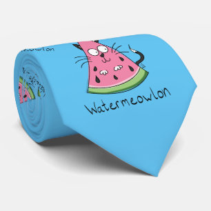 Watermeowlon Watermelon Cat Funny Manar Tie Slips