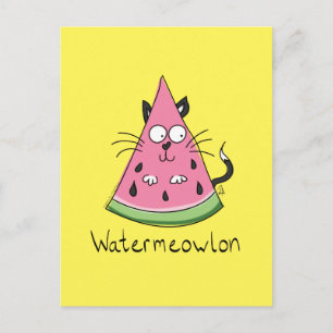 Watermeowlon Watermelon Cat Funny Postcard Vykort