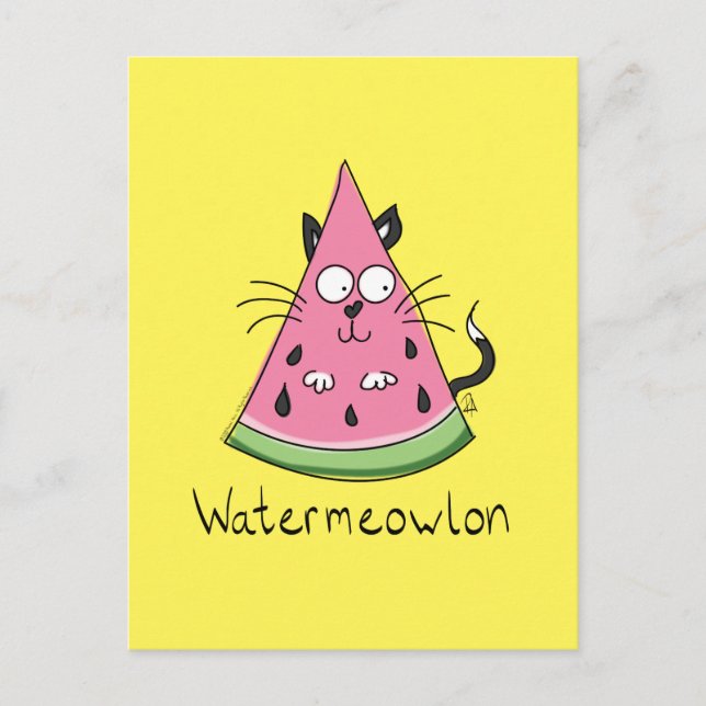 Watermeowlon Watermelon Cat Funny Postcard Vykort (Framsida)
