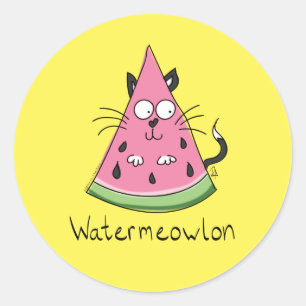 Watermeowlon Watermelon Cat Funny Stickes Runt Klistermärke