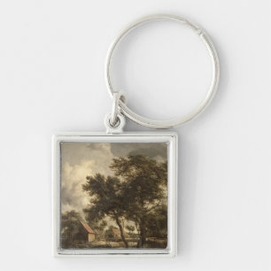 Watermillen, c.1660 fyrkantig silverfärgad nyckelring
