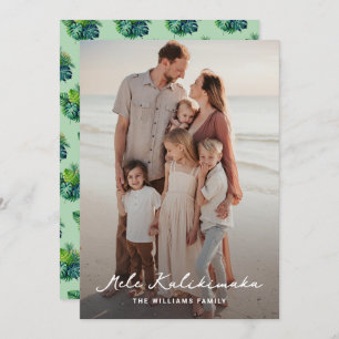 Waterolor Tropical Löv Photo Mele Kalikimaka Julkort