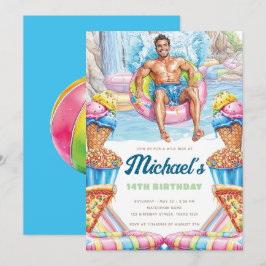 Waterpark Fun Teen Pool Party Birthday Inbjudningar
