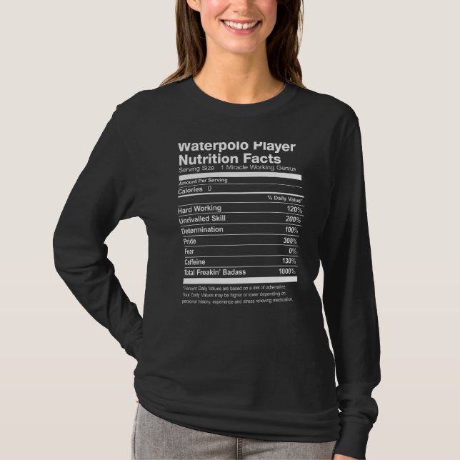 Waterpolo Player Nutrition Facts Funny T Shirt (Framsida)