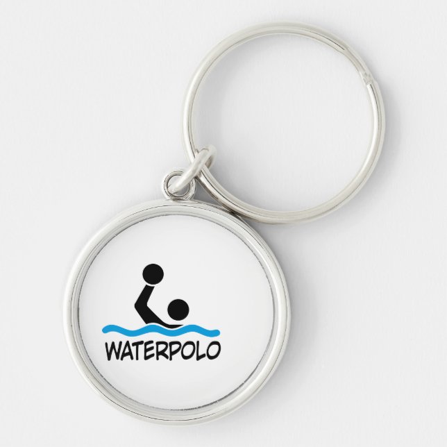 waterpolo rund silverfärgad nyckelring (Framsidan)