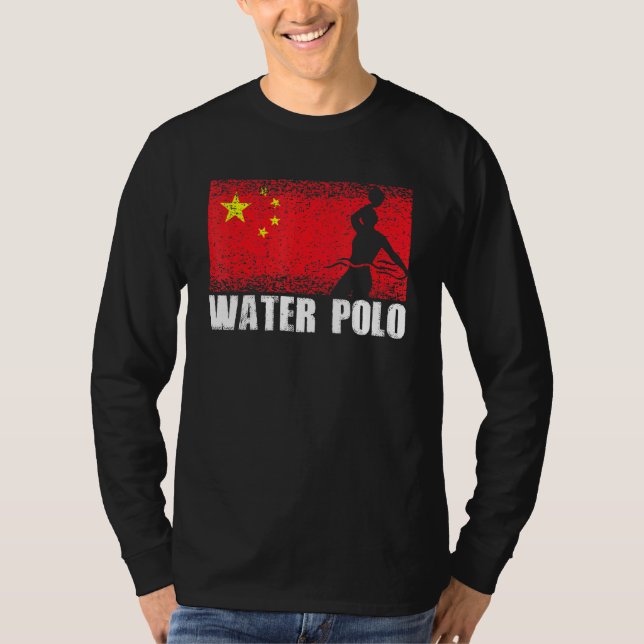 Waterpolo Sport China Flagga China Vatten Polo Pla T Shirt (Framsida)