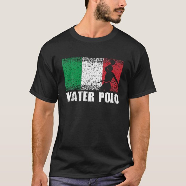 Waterpolo Sport, Italien Flagga, Vatten Polo Pl, I T Shirt (Framsida)