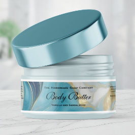 Waterproof Blue Gold Body Butter Jar Label 1 x 7 Klistermärken