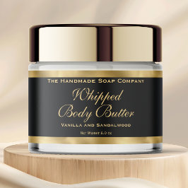 Waterproof Body Butter Jar Label Black & Gold Foil Vattenflaska Etikett
