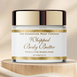 Waterproof Body Butter Jar Label White & Gold Foil Vattenflaska Etikett