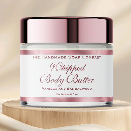 Waterproof Body Butter Jar Label White & Pink Foil Vattenflaska Etikett