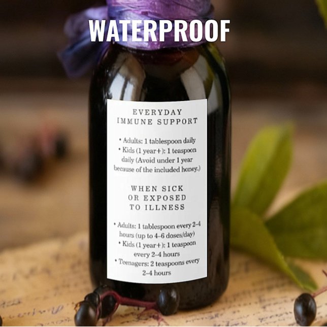 Waterproof Elderberry Syrup Instructions Labels Vinetikett (Skapare uppladdad)