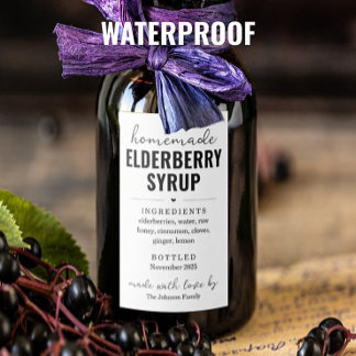 Waterproof Homemade Elderberry Syrup Labels Vinetikett
