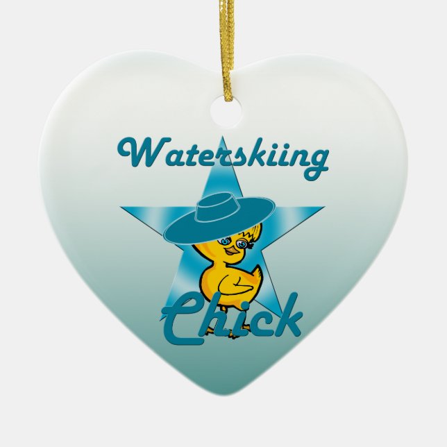 Waterskiing-Chick #7 Julgransprydnad Keramik (Framsidan)