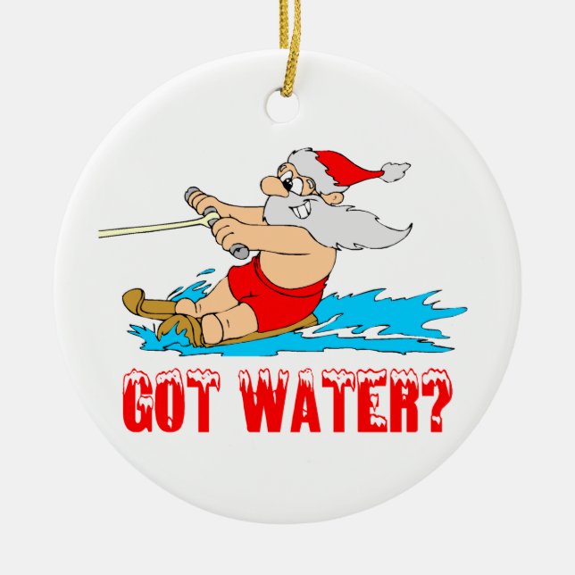 Waterskiingjultomten Julgransprydnad Keramik (Framsidan)