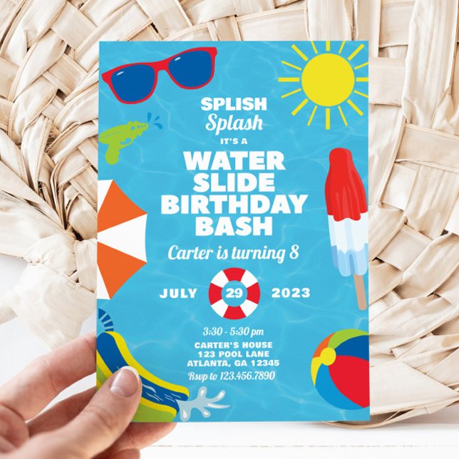 Waterslid Födelsedagsfest inbjudan (Skapare uppladdad)