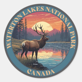 Waterton Lakes nationalpark i Kanada Runt Klistermärke