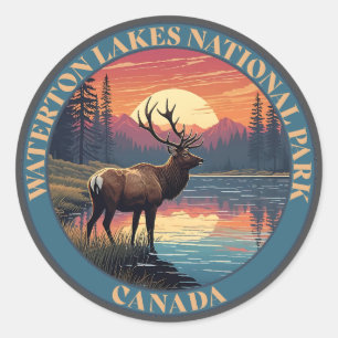 Waterton Lakes nationalpark i Kanada Runt Klistermärke