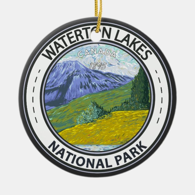 Waterton Sjöar nationalpark Canada Badge Julgransprydnad Keramik (Framsidan)