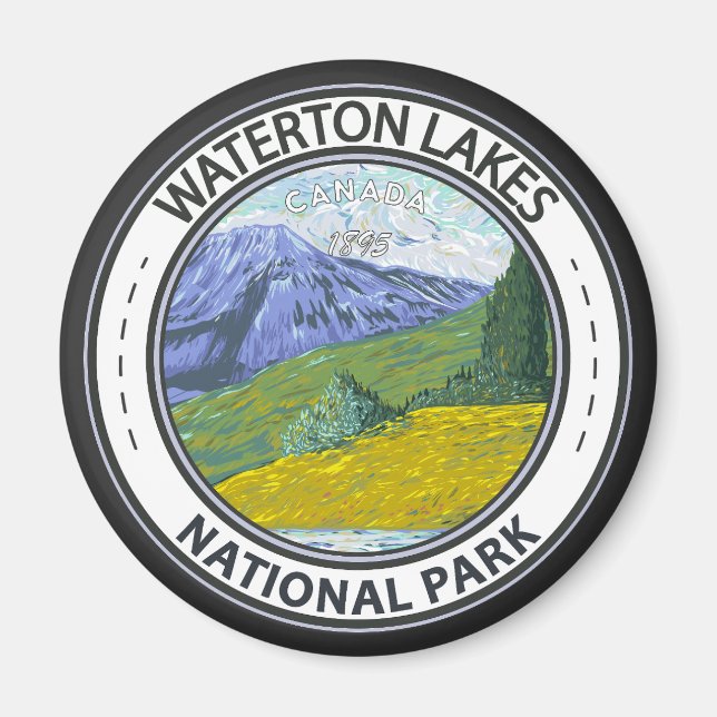Waterton Sjöar nationalpark Canada Badge Magnet (Framsidan)