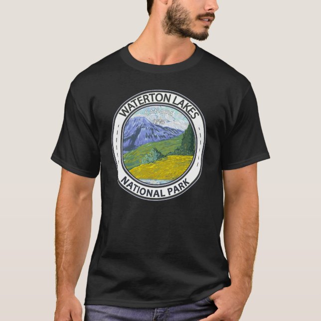 Waterton Sjöar nationalpark Canada Badge T Shirt (Framsida)
