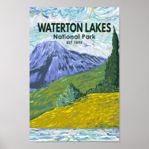 Waterton Sjöar nationalpark Canada Travel Vintage Poster