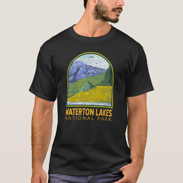 Waterton Sjöar nationalpark Canada Travel Vintage T Shirt (Framsida)
